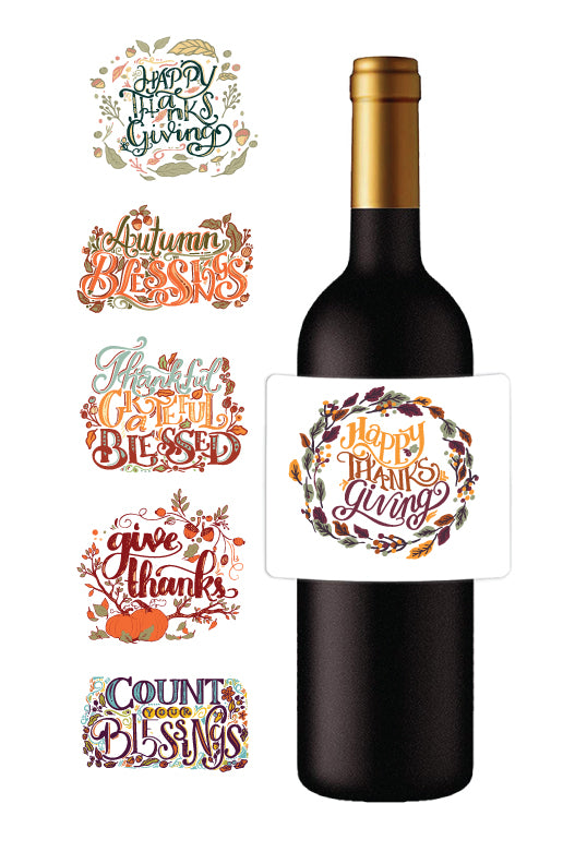 Thanksgiving wine bottle labels