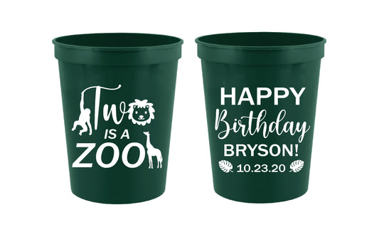 Two is a zoo- 2nd birthday cups